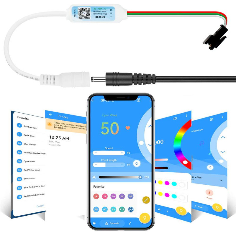 ریسه ال ای دی مدل موزیکال ws2811-6022-app621 طول 5 متر
