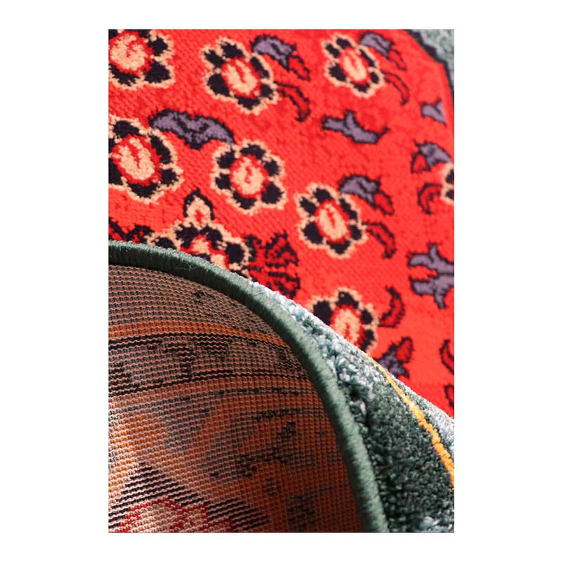 فرش ماشینی 320 شانه زمینه سرمه‌ای حاشیه لاکی مدل ستاره کویر یزد کلکسیون شاهسون کد SH-B057-9033