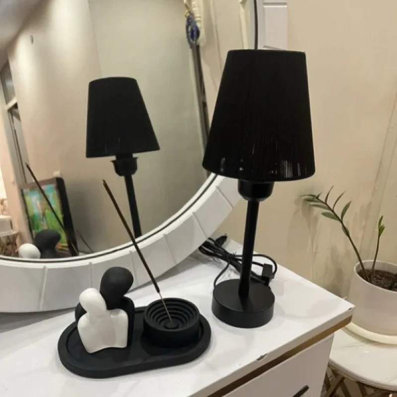 آباژور رومیزی نورهام مدل مکرومه نخی NHM- UNIQUE BW -MKR15