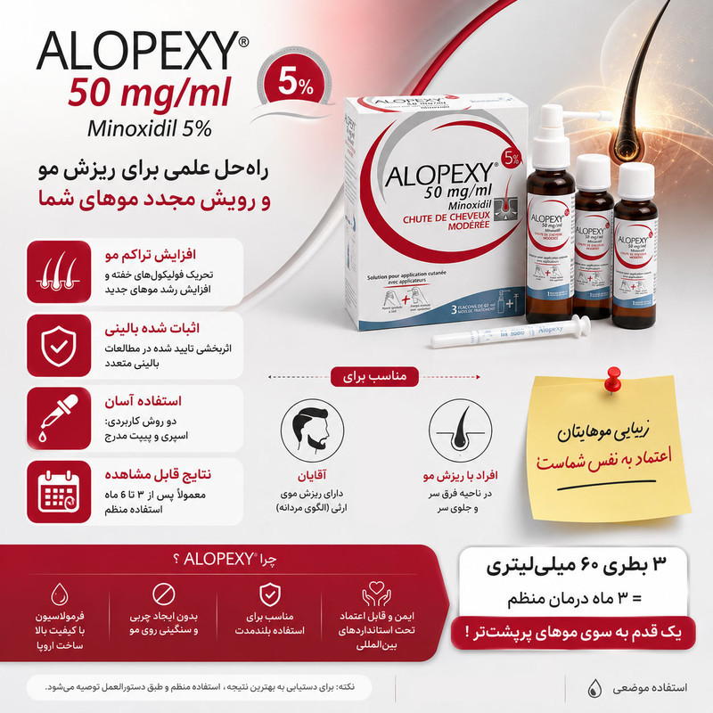 سرم ضد ریزش مو آلوپکسی مدل  5% Minoxidil حجم 180 میلی لیتر