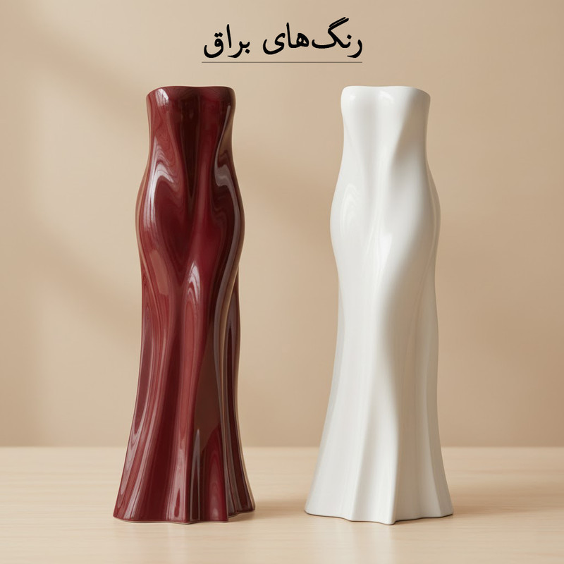 گلدان دکوری رومیزی استوانه‌ای مدل لباس مجلسی از سنگ مصنوعی با ارتفاع 18 سانتی‌متر، مناسب گل‌های آپارتمانی، طراحی هنرمندانه و پوشش رنگ مات و براق مقاوم