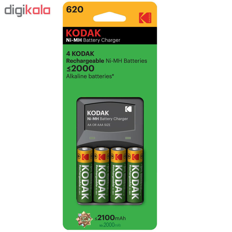شارژر باتری کداک مدل K620E-C همراه با 4 عدد باتری قابل شارژ