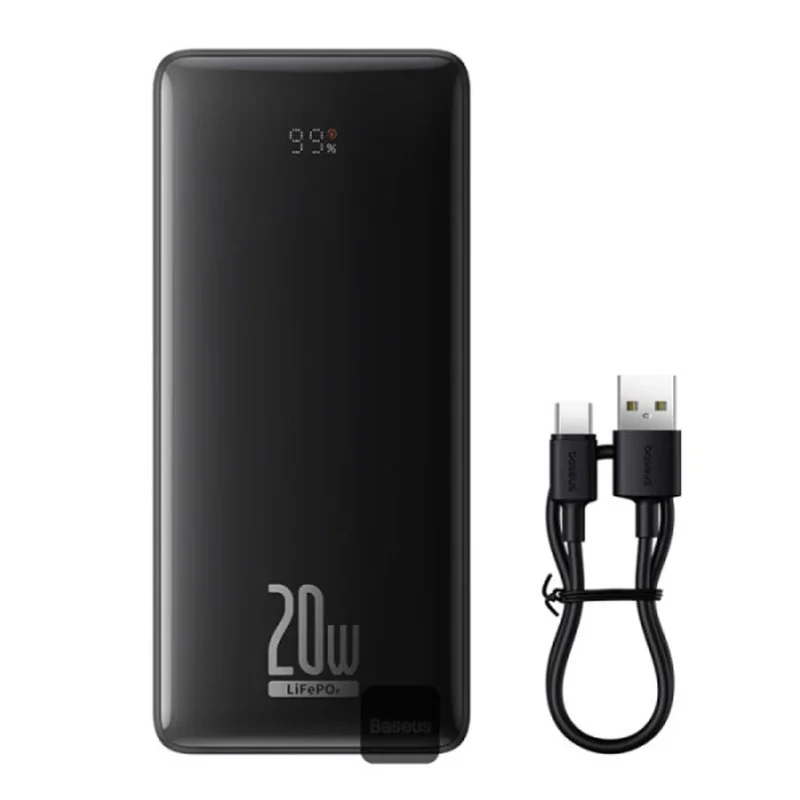 پاوربانک 20 وات باسئوس مدل LiFePO4 ظرفیت 18400 میلی آمپر ساعت به همراه کابل USB-C به USB-A