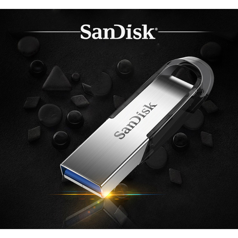 فلش مموری سن دیسک Ultra Flair CZ73 ظرفیت 64 گیگابایت با رابط USB 3.0 و بدنه فلزی مقاوم، سرعت انتقال 150 مگابایت بر ثانیه و سازگار با انواع سیستم‌عامل‌ها و دستگاه‌ها
