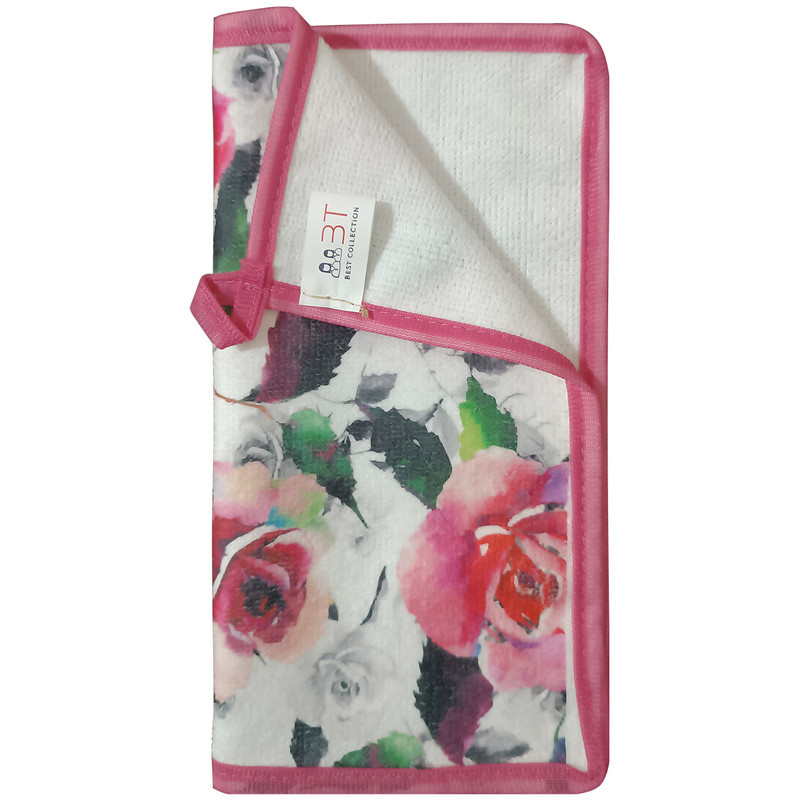 دستمال نظافت آشپزخانه بی تی مدل میکروفایبر لوکس طرح گل کد 25x25W277 بسته 4 عددی
