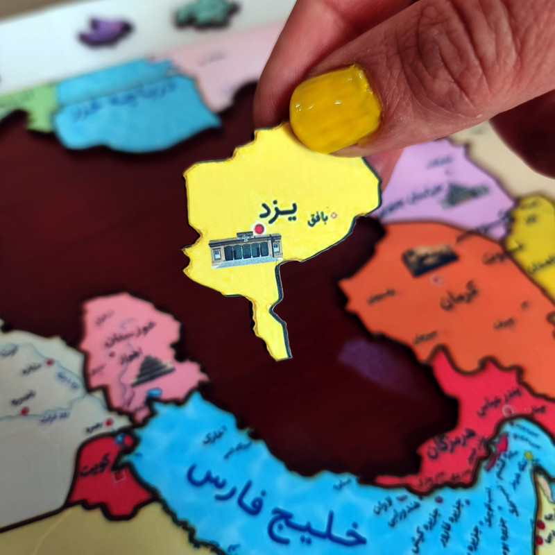 پازل 37 تکه مدل جورچین چوبی طرح نقشه ایران کشورهای همسایه