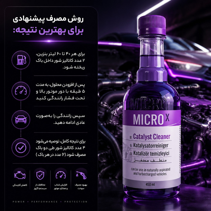 محلول کاتالیزشور خودرو میکرو ایکس بیاض مدل 38 حجم 450 میلی لیتر