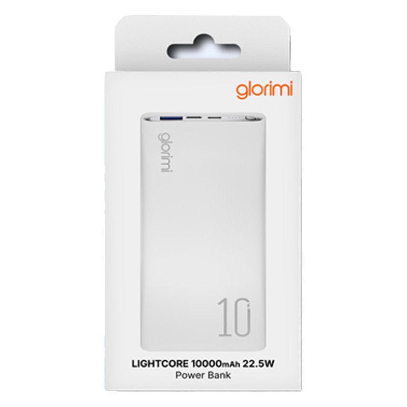 پاوربانک 22.5 وات گلوریمی مدل Lightcore ظرفیت 10000 میلی‌آمپرساعت به همراه کابل تبدیل USB-C