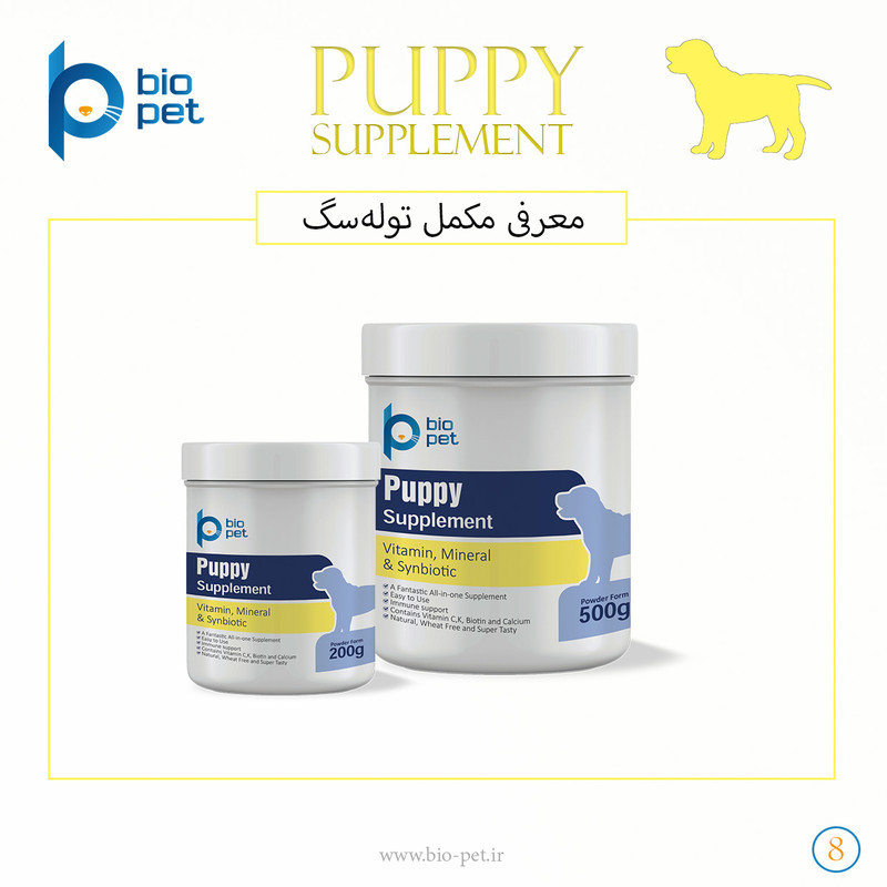 پودر مکمل توله سگ بایو پت مدل Puppy وزن 400 گرم