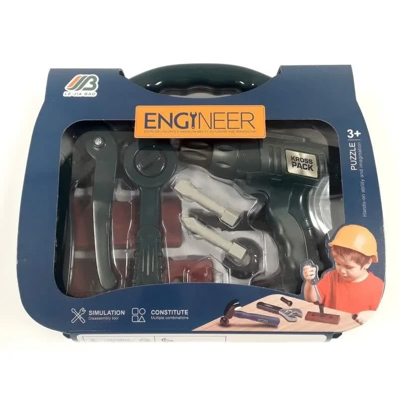 ست اسباب بازی ابزار مهندسی 14 تکه ناب سل مدل کیفی به همراه دریل دستی کد 14PCS Engineering Tool Bag Toy