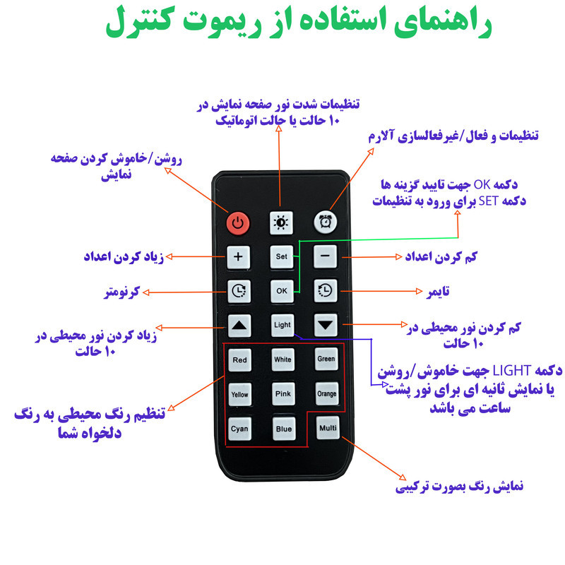 ساعت دیواری دیجیتال مدل ریموت کنترل دار کد 6672