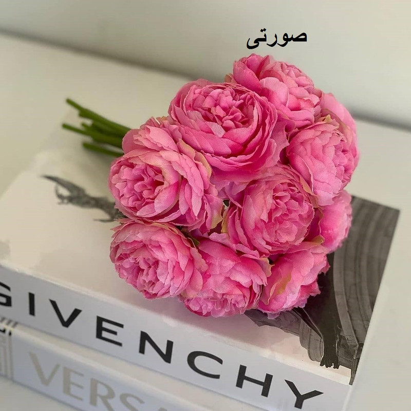 گل مصنوعی پیونی مدل pa-1062، دسته 10 شاخه‌ای پارچه‌ای قابل شستشو، ابعاد 20×20×38 سانتی‌متر، وزن 400 گرم