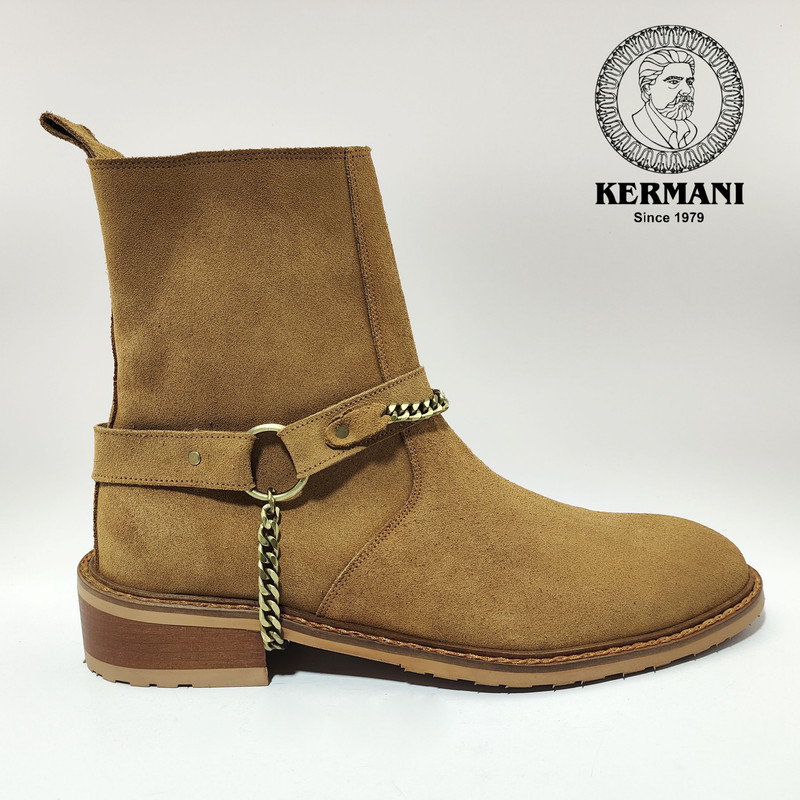 نیم بوت مردانه کرمانی مدل جیر دستدوز طبیعی کد 653