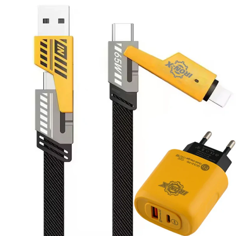 شارژر دیواری 25 وات دو پورت آیرون ایکس مدل PDQC30 به همراه کابل تبدیل USBUSB-C به لایتنینگUSB-C طول 1.5 متر