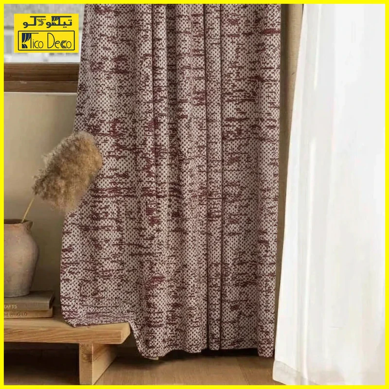 پرده تیکو دکو مدل ابریشم اسلب نویزی سایز 280 × 140 سانتی‌متر مجموعه 2 عددی