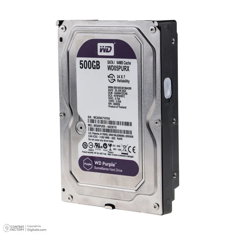 هارد دیسک اینترنال وسترن دیجیتال مدل WD05PURX ظرفیت 500 گیگابایت