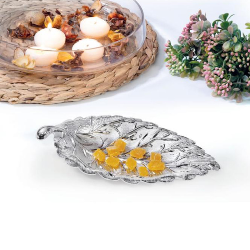 ظرف شکلات‌خوری و خرماخوری برگ، کد 301، آبکاری براق
