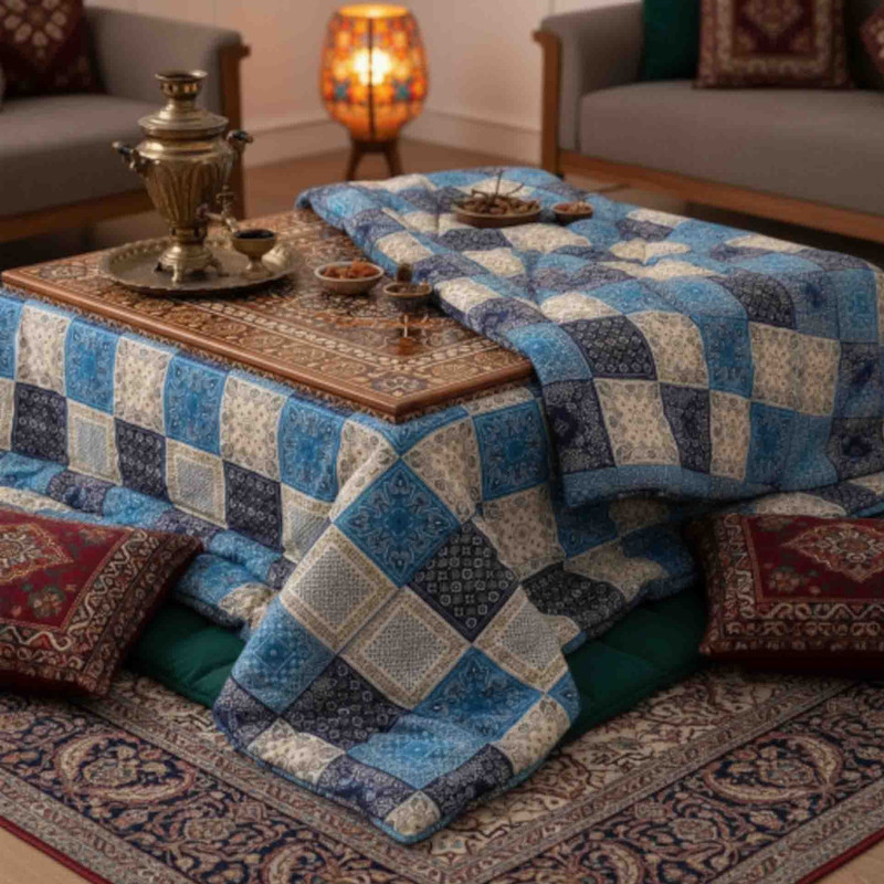 لحاف کرسی شش نفره مانیکاهوم مدل چهل تکه سایز 400*400 سانتی متر