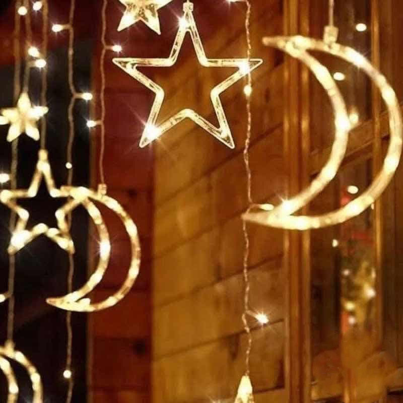 ریسه ال ای دی مدل آویز طرح ماه و ستاره طول 3 متر