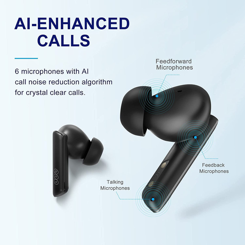 هدفون بلوتوثی کیو سی وای مدل Melobuds ANC HT05 با نویز کنسلینگ فعال (ANC)، درگاه شارژ USB Type-C، پشتیبانی از شارژ سریع، تکنولوژی حذف باد، مقاوم در برابر رطوبت و عرق