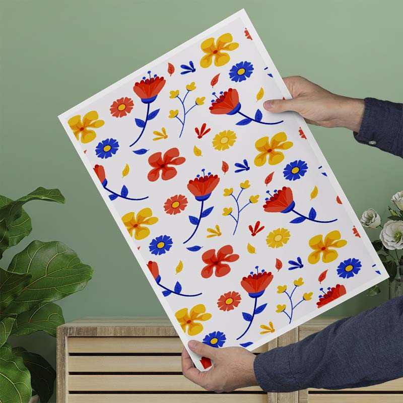پوستر کارنيکا طرح پترن گل‌دار Floral Pattern کد 15541 مجموعه 8 عددی