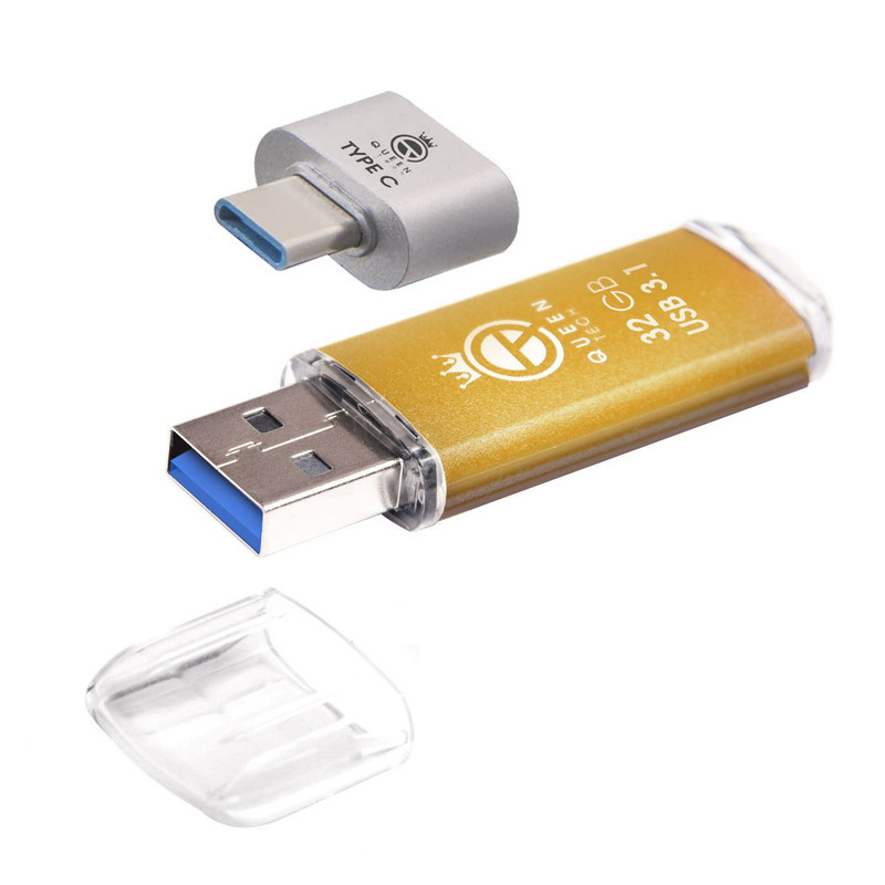 فلش مموری 32 گیگابایت کوئین تک مدل QUICK USB3.1 CPLUS با مبدل USB-C، مقاوم در برابر آب، ضربه، شوک، گرد و غبار، خش و اثر انگشت