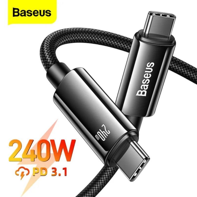 کابل تبدیل USB-C باسئوس مدل (TUNGSTEN GOLD (240W طول 3 متر
