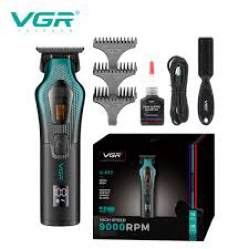 ماشین اصلاح موی سر و صورت وی جی ار مدل V-997 با موتور 11000 دور در دقیقه، باتری لیتیوم یونی 2500 میلی‌آمپر ساعت، تیغه سرامیک ضد التهاب، قابلیت تنظیم سرعت و نمایشگر میزان شارژ