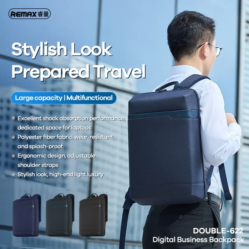کوله پشتی لپ تاپ ریمکس مدل Double-622 مناسب برای لپ تاپ 14.1 تا 15.6 اینچی