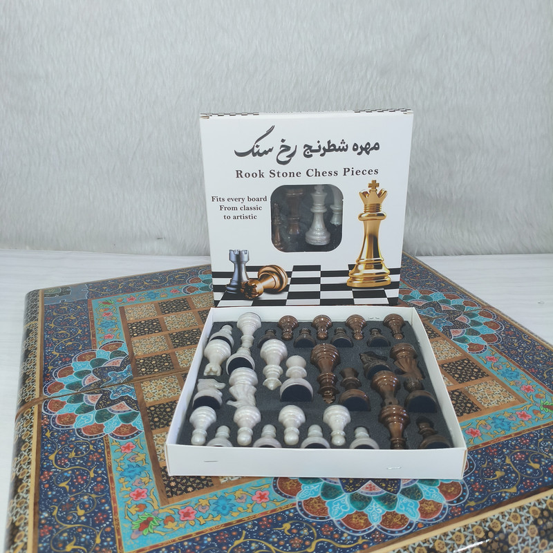 مهره شطرنج مدل رخ سنگ کد SS66 مجموعه 32 عددی