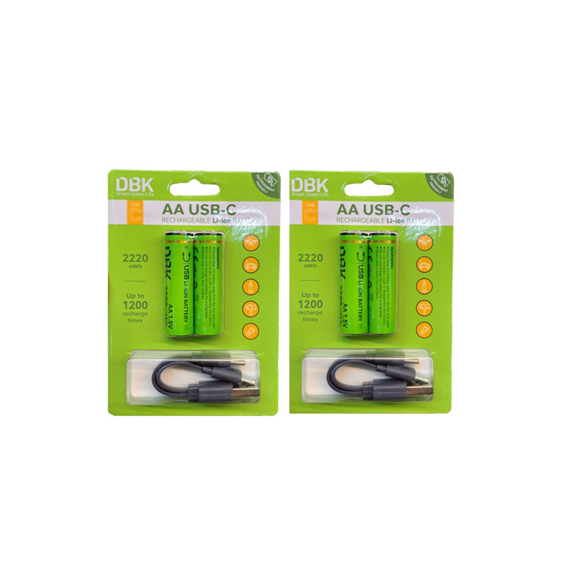 باتری قلمی قابل شارژ دی بی کی مدل USB-C LI-ION بسته 4 عددی