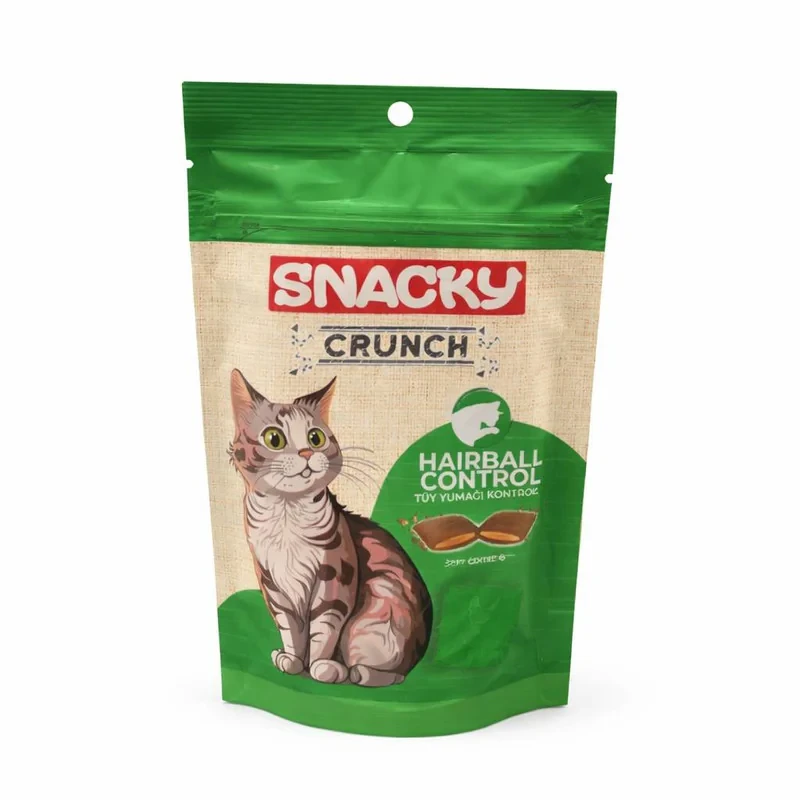 تشویقی گربه اسنکی مدل Hairball Control Crunch طعم مرغ وزن 60 گرم