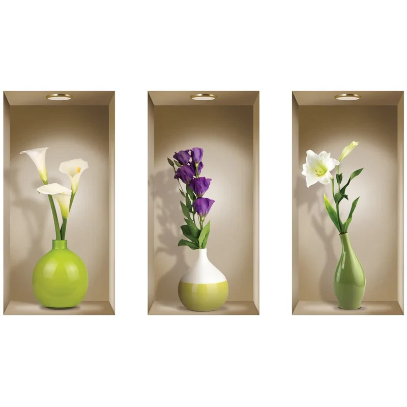 استیکر دیواری ژیوار طرح طاقچه گل های بهاری
