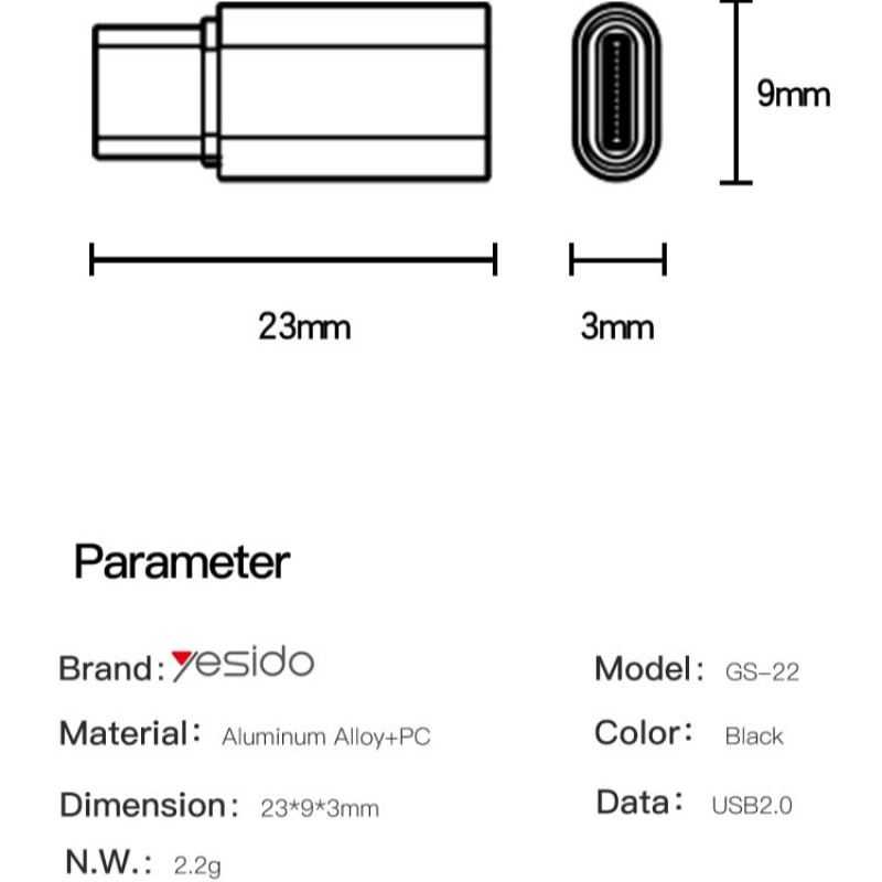 مبدل لایتنینگ به USB-C یسیدو مدل GS22
