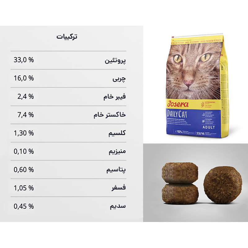 غذای خشک گربه جوسرا مدل DailyCat وزن 2 کیلوگرم
