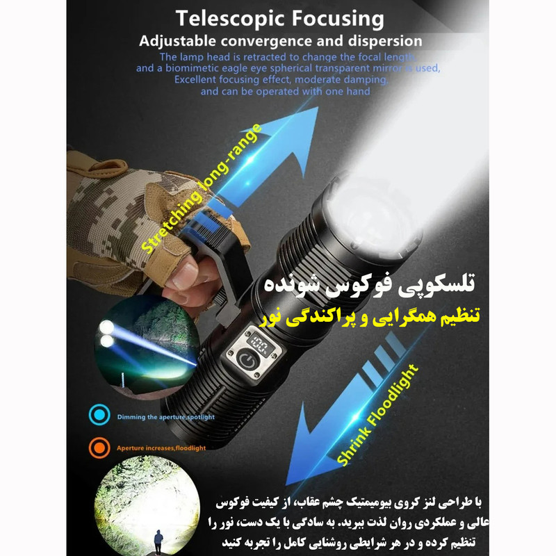 نورافکن دستی مدل 2303 با نور مهتابی