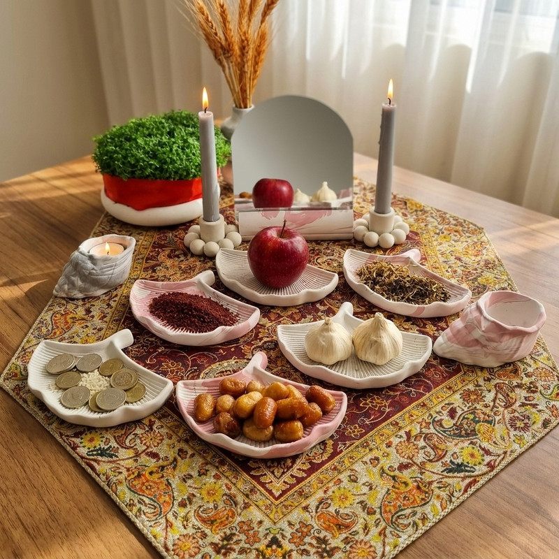 مجموعه ظروف هفت سین 10 پارچه مدل راسپینا