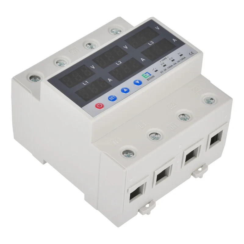 محافظ ولتاژ و جریان سه فاز 100 آمپر اتکو مدل ET-3P-100A-VA