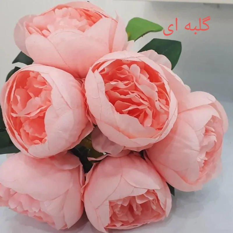 گل مصنوعی طرح پیونی کد pa0085 - دارای 6 گل قابل جدا شدن از شاخه، قابل شستشو، جنس پارچه، ابعاد 18×18×23 سانتی‌متر، وزن 300 گرم