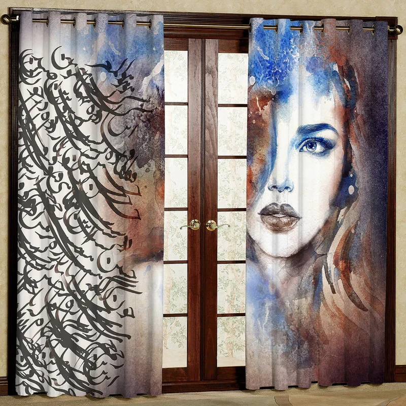 پرده مدل چهره و شعر هازان پانچی کد 4543 سایز 140x200 سانتی متر