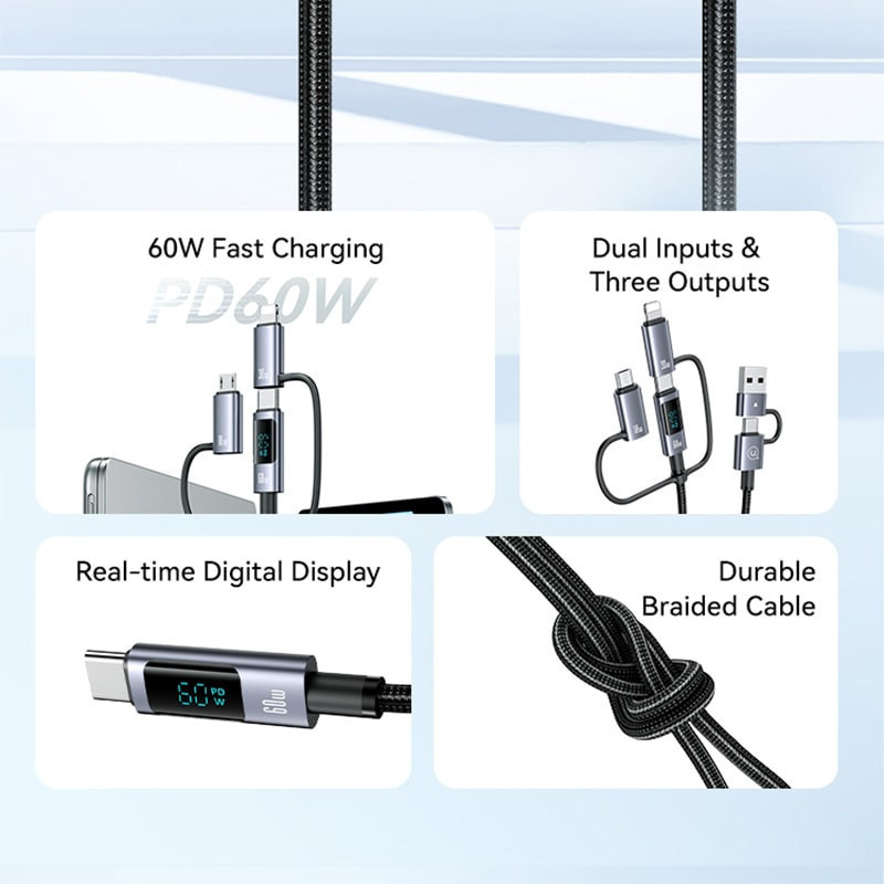 کابل تبدیل usb  usb-c به usb-c  micro usb  لایتنینگ یوسمز مدل sj736 طول 2 متر