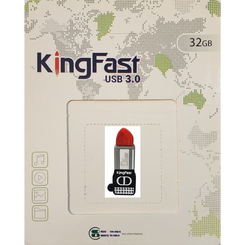 فلش مموری کینگ فست طرح رژ لب مدل Dior Lipstick MP-13 ظرفیت 32 گیگابایت با رابط USB 3.0