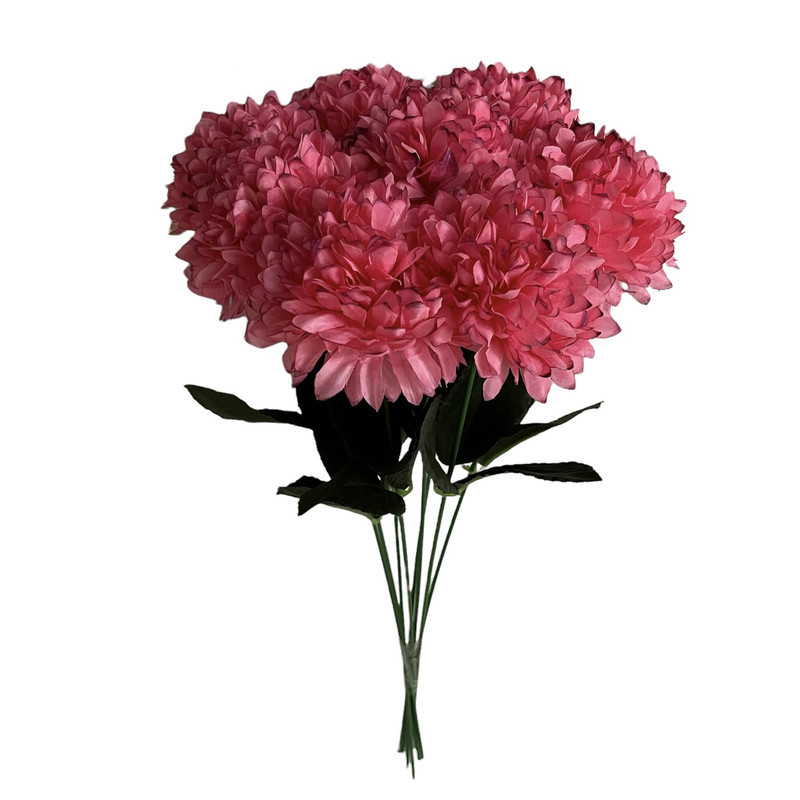 دسته گل مصنوعی گل داوودی شامل 8 شاخه، ارتفاع هر شاخه 44 cm، قطر گل 12 cm، جنس پارچه‌ای و قابل شستشو