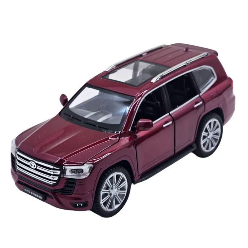 ماکت ماشین فلزی شاسی‌بلند تویوتا لندکروز ناب سل مدل land Cruiser VX با مقیاس 1:24، چراغ LED جلو و عقب، صدای موتور شبیه‌سازی شده، مکانیزم عقب‌کش، درب‌های بازشونده از بغل و بالا، رینگ و تایر لاستیکی
