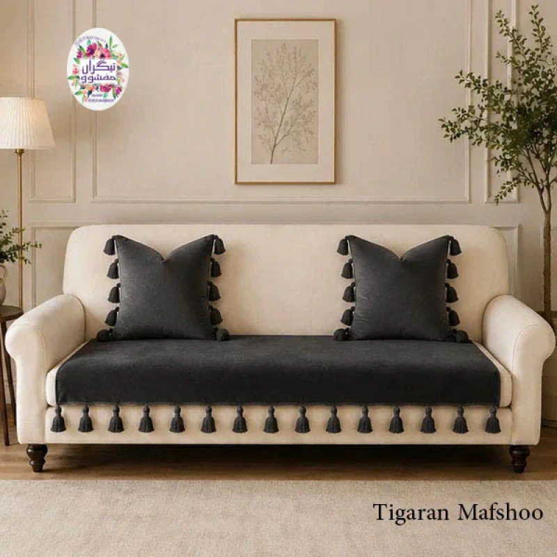 کوسن تیگران مفشوو مدل  BIGMNL سایز 38×38 سانتی متر مجموعه 2 عددی به همراه شال مبل