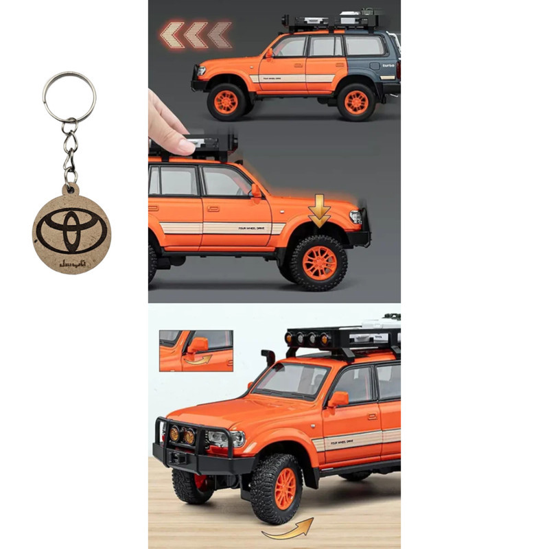 ماکت ماشین ناب سل مدل تویوتا لندکروزر آفرود Toyota Land Cruiser LC80 کد W100 به همراه جاسوییچی