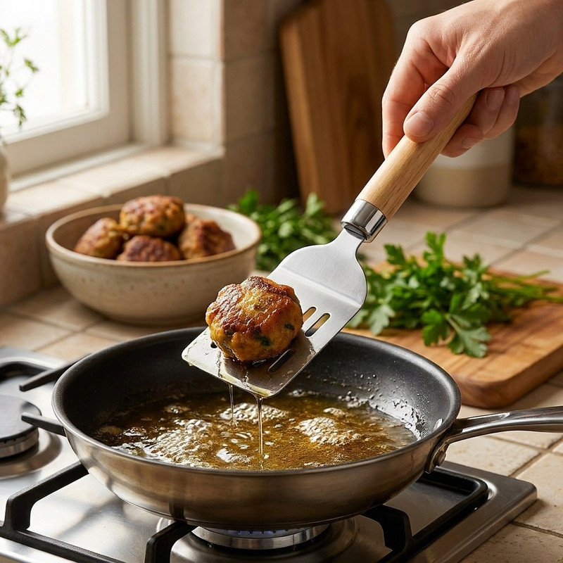 کفگیر شنگیا مدل سرتیز و روغن گیر
