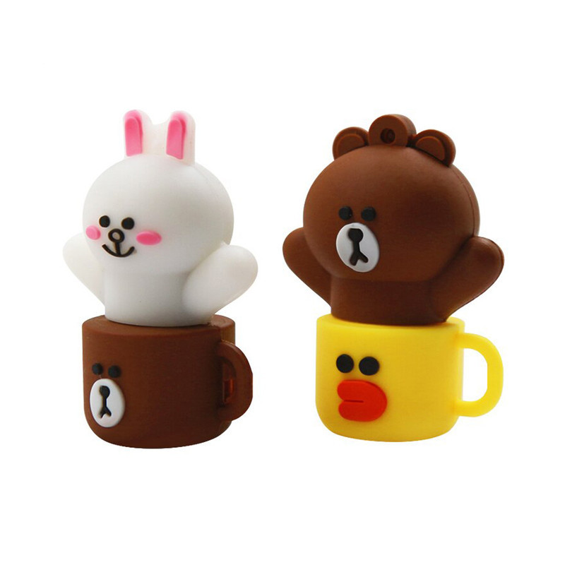 فلش مموری طرح خرس براون و کانی مدل Ul-Line friends ظرفیت 128 گیگابایت مجموعه دو عددی