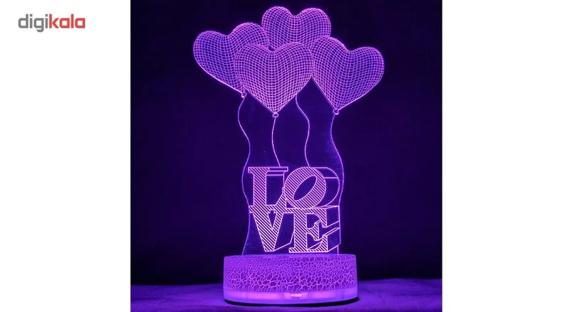 چراغ خواب سه بعدی زیما مدل Love