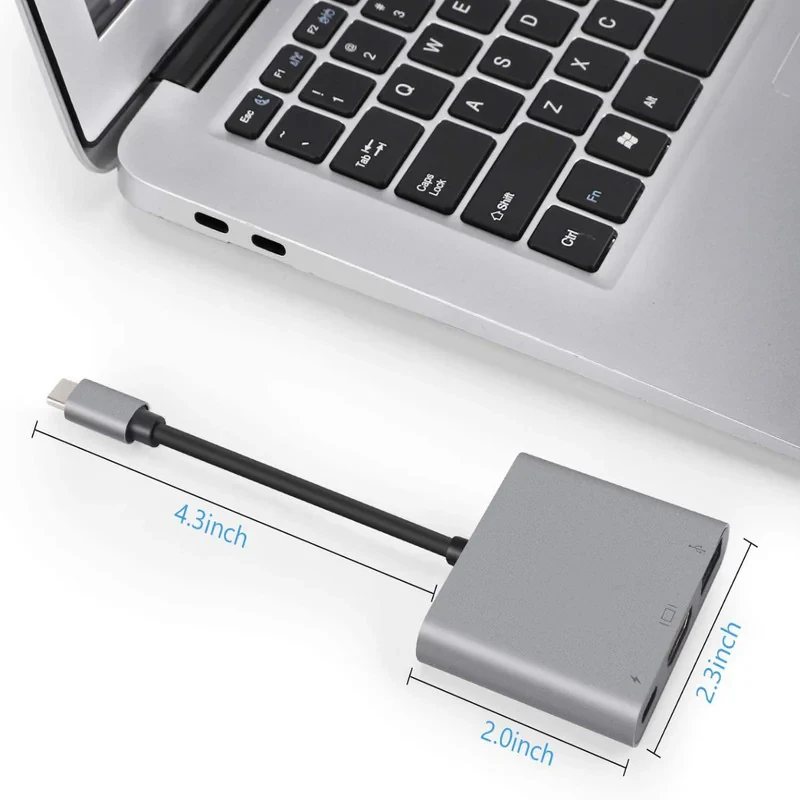 مبدل USB-C به USB-C  USB 3.0  HDMI 4K  مدل Adapter 3 in1